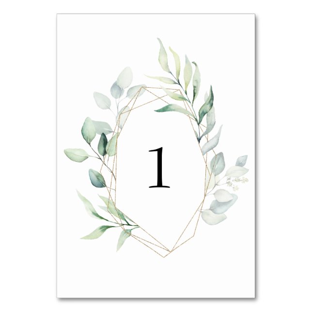 Grüne Tischnummer 1 Hochzeiten (Vorderseite)
