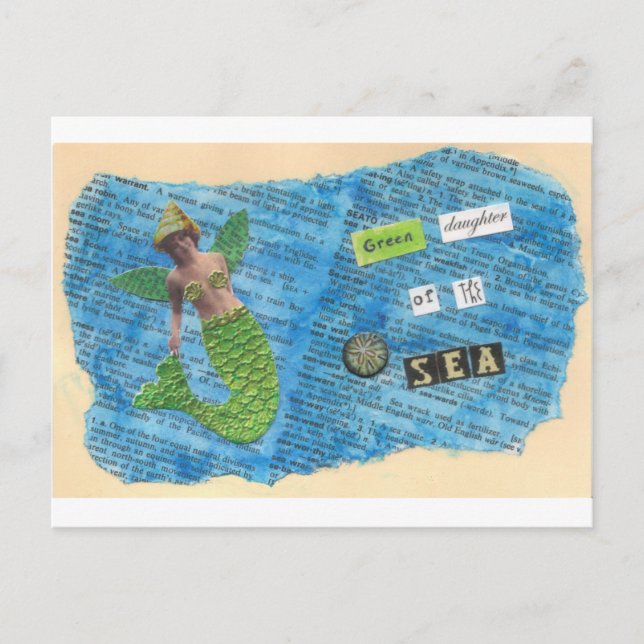 Grüne Tochter der Seemeerjungfrau-Postkarte Postkarte (Vorderseite)