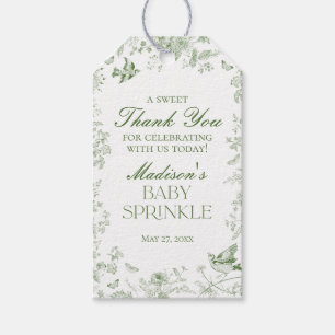 Grüne Toile De Jouy Blumen Baby Streusel Favors Geschenkanhänger