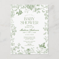 Grüne Toile De Jouy Vintage Blumen Baby Shower