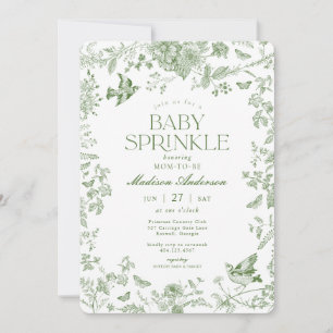 Grüne Toile De Jouy Vintage Florale Baby Shower Einladung