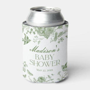 Grüne Toile De Jouy Vintage Florale Babyparty Dosenkühler