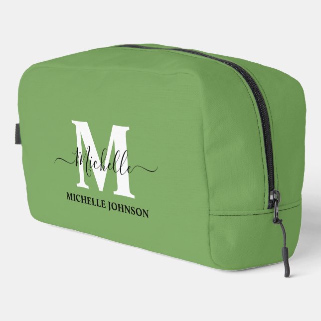 Grüne Toilettenbeutel mit Monogramm Waschbeutel (Rechte Ecke)