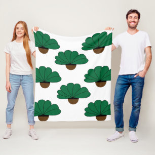 Grüne Topfpflanzen Muster Fleecedecke