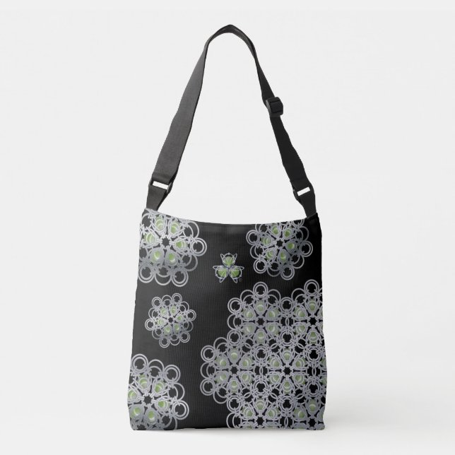 Grüne Torusphäre PolyHexaBloom Crossbody Bag Tragetaschen Mit Langen Trägern (Vorderseite)