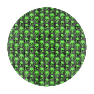 Grüne Totenköpfe und Sonnenblumen-Serie Design 2 Schneidebrett