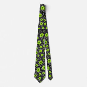 Grüne Totenköpfe und Sonnenblumen-Serie Design 7 Krawatte