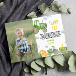 Grüne Traktorfarm Geburtstag Foto Danke Karte