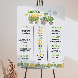Grüne Traktorfarm Geburtstagsparty Meilenstein Zei Poster