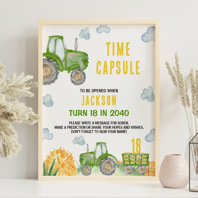 Grüne Traktorfarm Geburtstagszeit Kapselzeichen Poster (Von Creator hochgeladen)