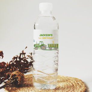 Grüne Traktorfarm Geburtswasserflasche Wasserflaschenetikett