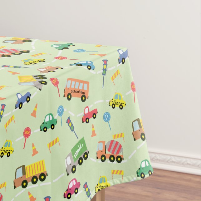 Grüne Transportfahrzeuge Tischdecke (Beispiel)
