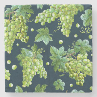 Grüne Traube: Dunkles Muster für die Wasserfarbe Steinuntersetzer
