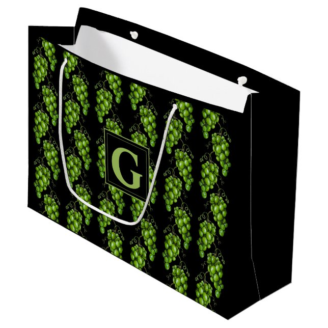 Grüne Trauben Große Geschenktasche Geschenktüte (Vorderseite Schrägansicht)