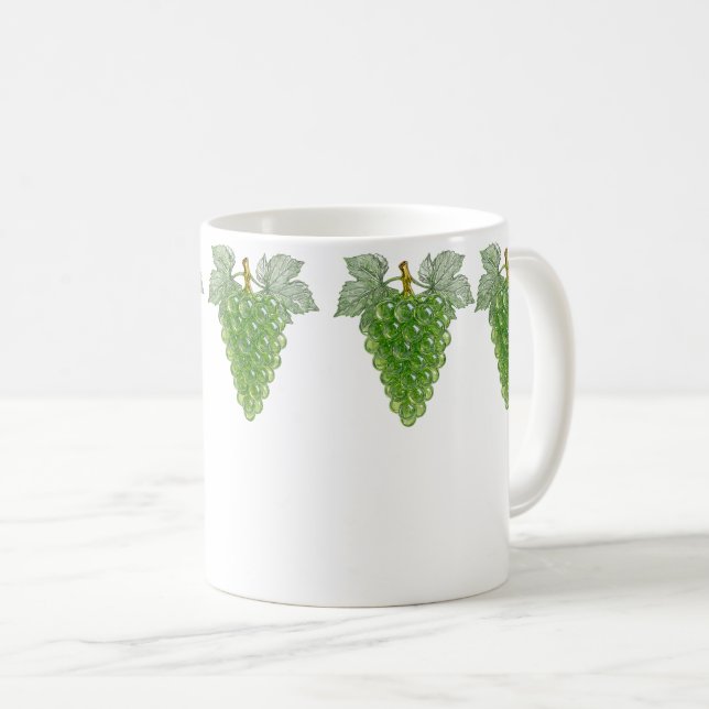 Grüne Trauben Muster  Kaffeetasse (VorderseiteRechts)