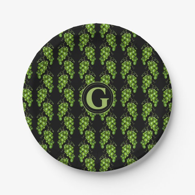 Grüne Trauben Papierplatte Pappteller (Vorderseite)
