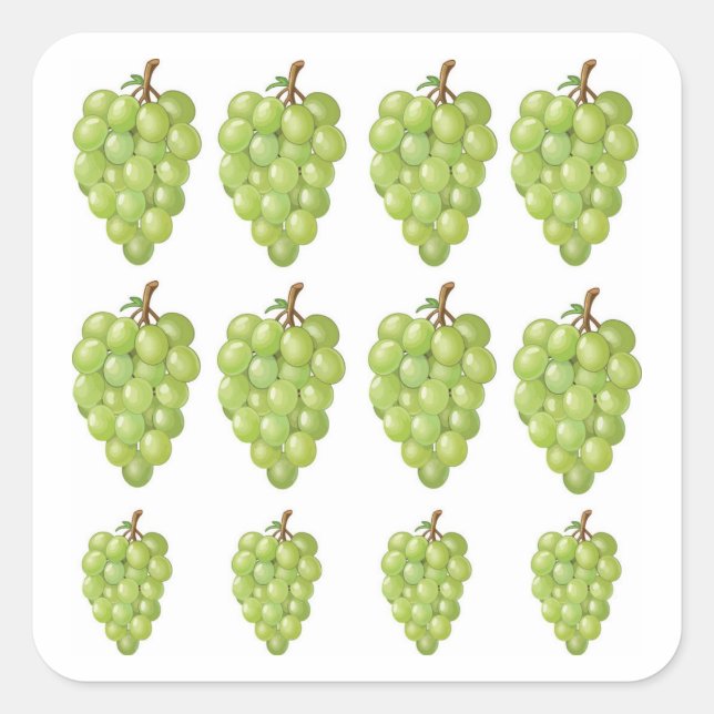 Grüne Trauben Quadratischer Aufkleber (Vorderseite)