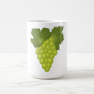 Grüne Trauben Rebenblätter Frische Früchte Kaffeetasse