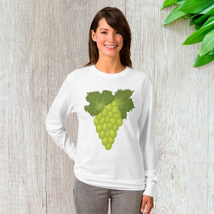 Grüne Trauben Rebenblätter Frische Früchte T-Shirt