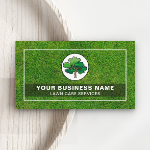 Grüne Tree-Logo-Gartenlandschaft für Rasenpflege Visitenkarte
