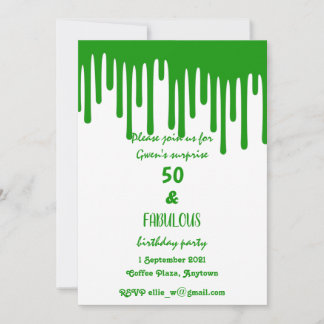 Grüne Tropfwelle 50 Jahre und herrlicher Geburtsta Einladung