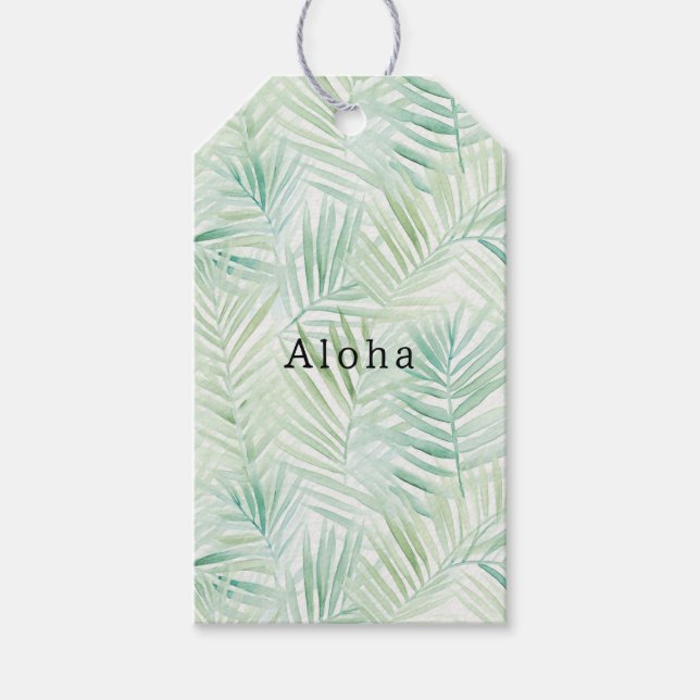 Grüne tropische Blätter Aloha Geschenkanhänger (Vorderseite)