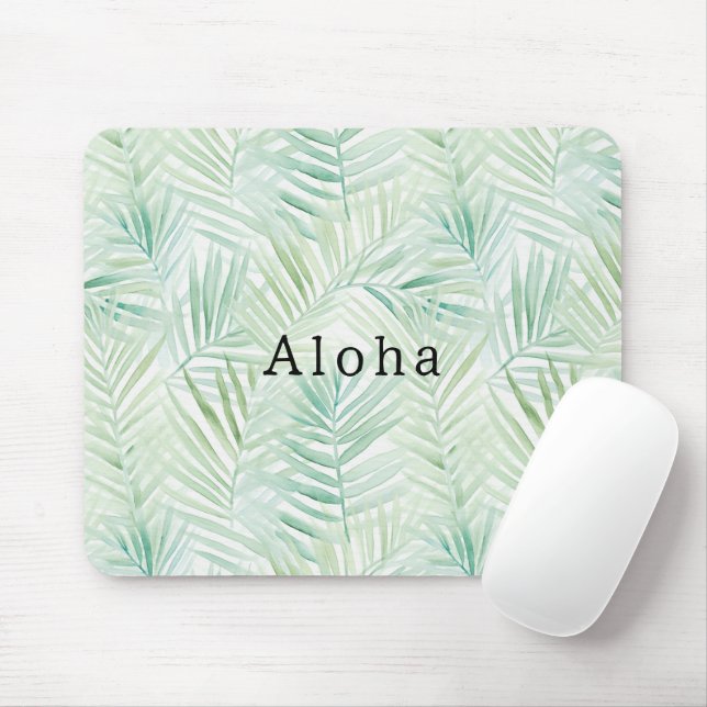 Grüne tropische Blätter Aloha Mousepad (Mit Mouse)