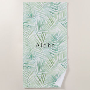 Grüne tropische Blätter Aloha Strandtuch