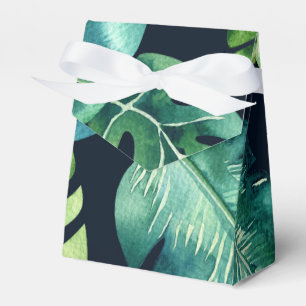 Grüne tropische Blätter Schwarzes elegantes Hochze Geschenkschachtel