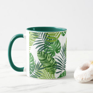 Grüne tropische Blätter    Tasse