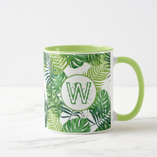 Grüne tropische Blätter W Tasse