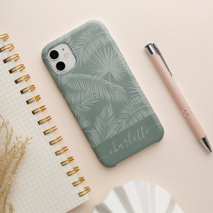 Grüne tropische botanische Palme Blätter Muster iPhone 13 Hülle