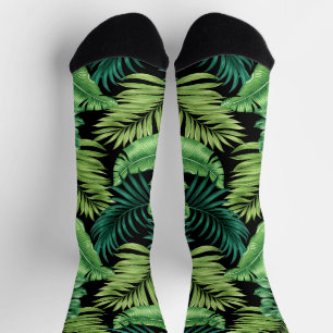 Grüne tropische Palmen Banana Monstera Blätter Socken