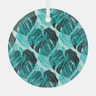Grüne tropische Palmen Blätter Design. Ornament Aus Glas