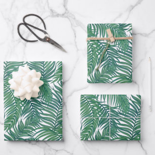 Grüne tropische Palmen-Blätter Geschenkpapier Set