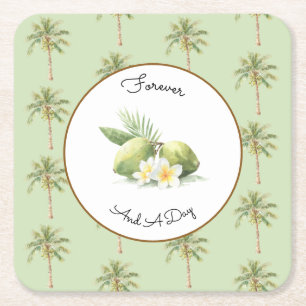 Grüne tropische Palmenhochzeit Rechteckiger Pappuntersetzer