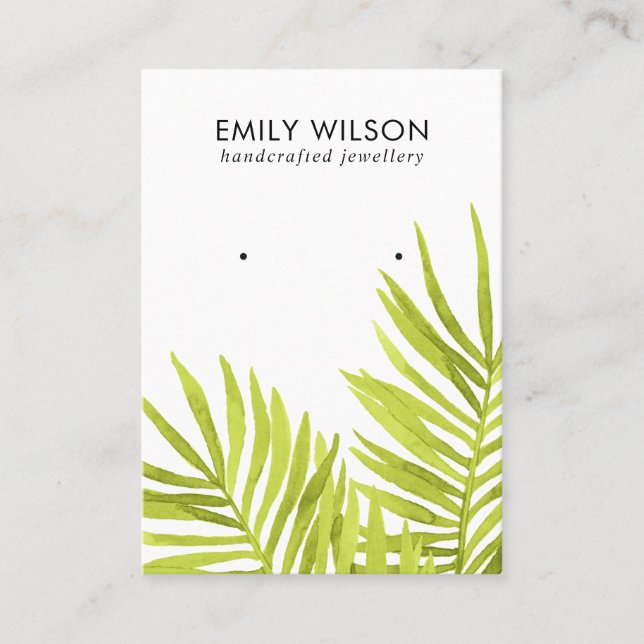 GRÜNE TROPISCHE PALMFAUNA EARRING STUD DISPLAY BUS VISITENKARTE (Vorderseite)