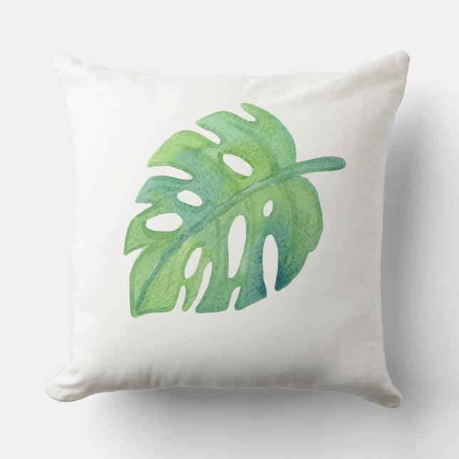 Grüne tropische Vegetation mit weißer Eleganz, mod Kissen (Vorderseite)