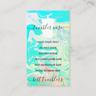 Grüne Tumbler-Pflegeanleitungen ombré vinyle Visitenkarte