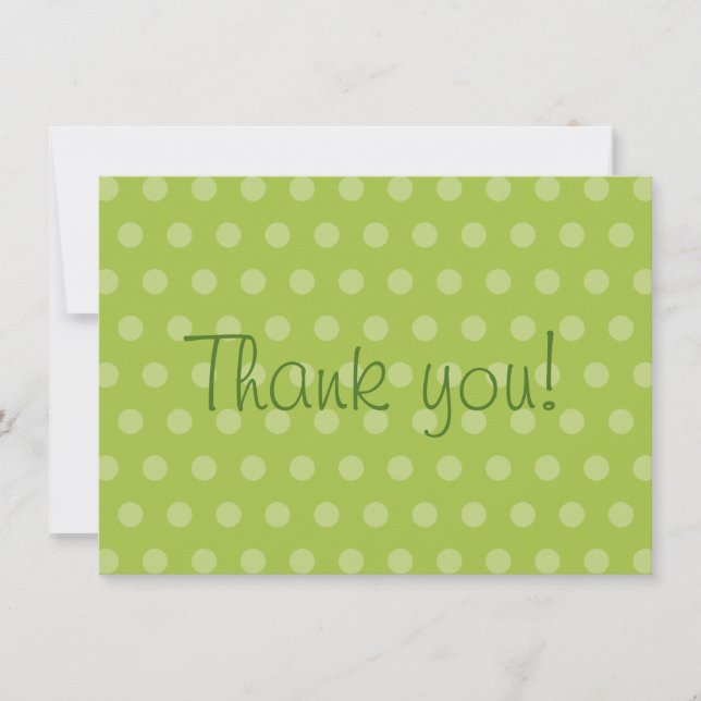Grüne Tupfen-Babyparty danken Ihnen Dankeskarte (Vorderseite)