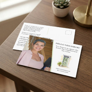 Grüne Tür Aquarell Hallo Immobilienmakler Postkarte