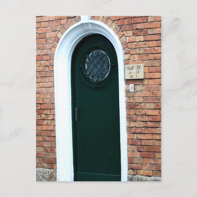Grüne Tür Postkarte (Vorderseite)