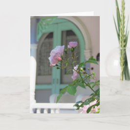 Grüne Tür und Rose - Martha's Vineyard Card Karte