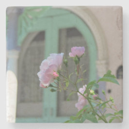Grüne Tür und Rose - Martha's Vineyard Steinuntersetzer
