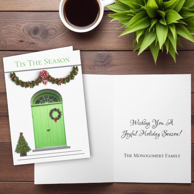Grüne Türen Weihnachten Dies ist die Jahreszeit De (Christmas card template cover and inside greeting)