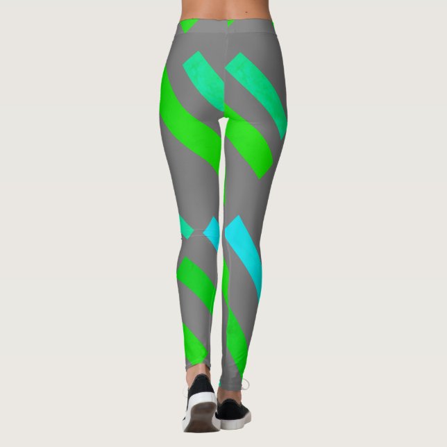Grüne Türkisblöcke Abstrakte Leggings (Rückseite)