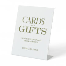 Grüne Typografie-Karten und Geschenke Hochzeitspod