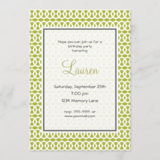 Grüne u. graue Geburtstags-Einladung Einladung