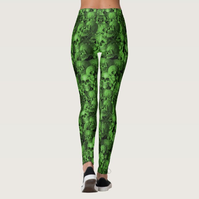 Grüne u. schwarze Schädel Leggings (Rückseite)