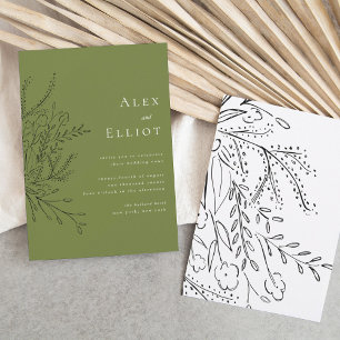 Grüne überfließende Bouquet-Hochzeitseinladung Save The Date